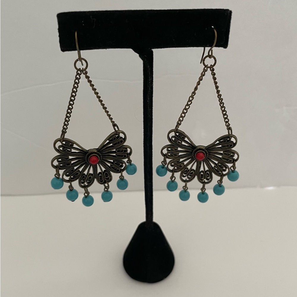 Vintage, Bohemian, Filigree, Dangle, Earrings